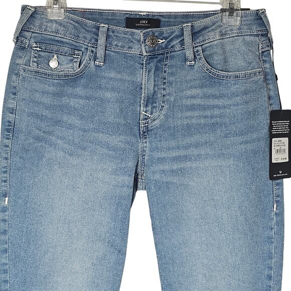 True Religion Joey Mid Rise Flap Pockets Flare Jeans Light Idyllic Wash Size 28 - Picture 5 of 10